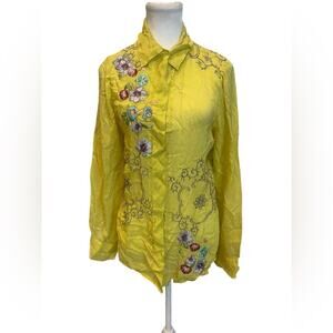 Johnny Was Mustard Embroidered Top Size:L